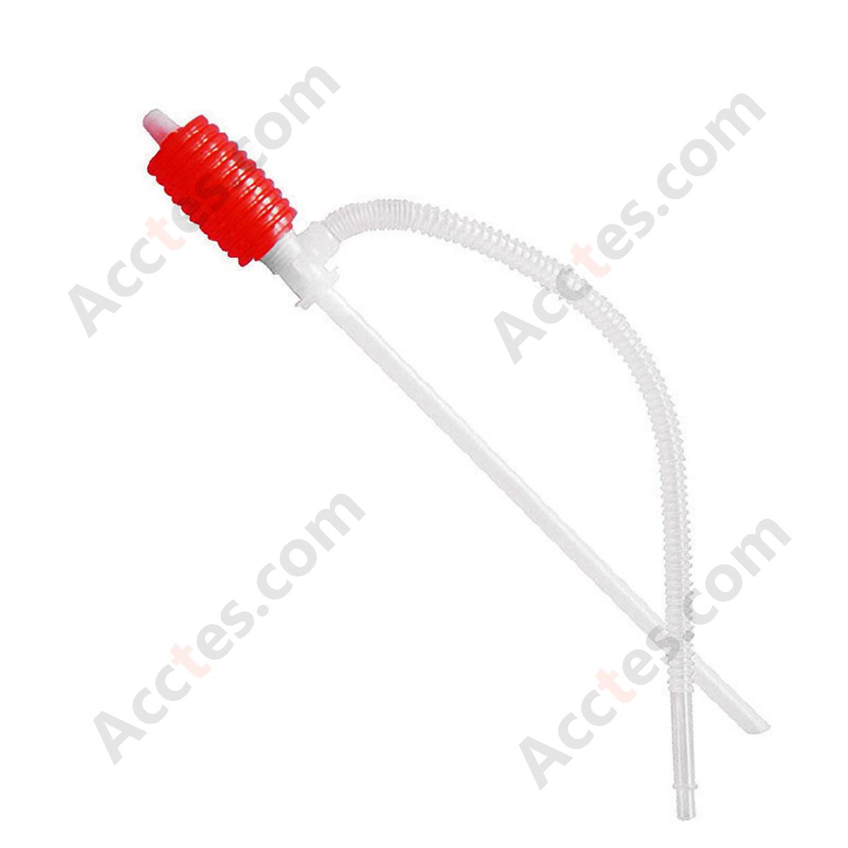 Manual Fuel Oil Siphon Pump Transfer Hose Red White For Gasoline Tank