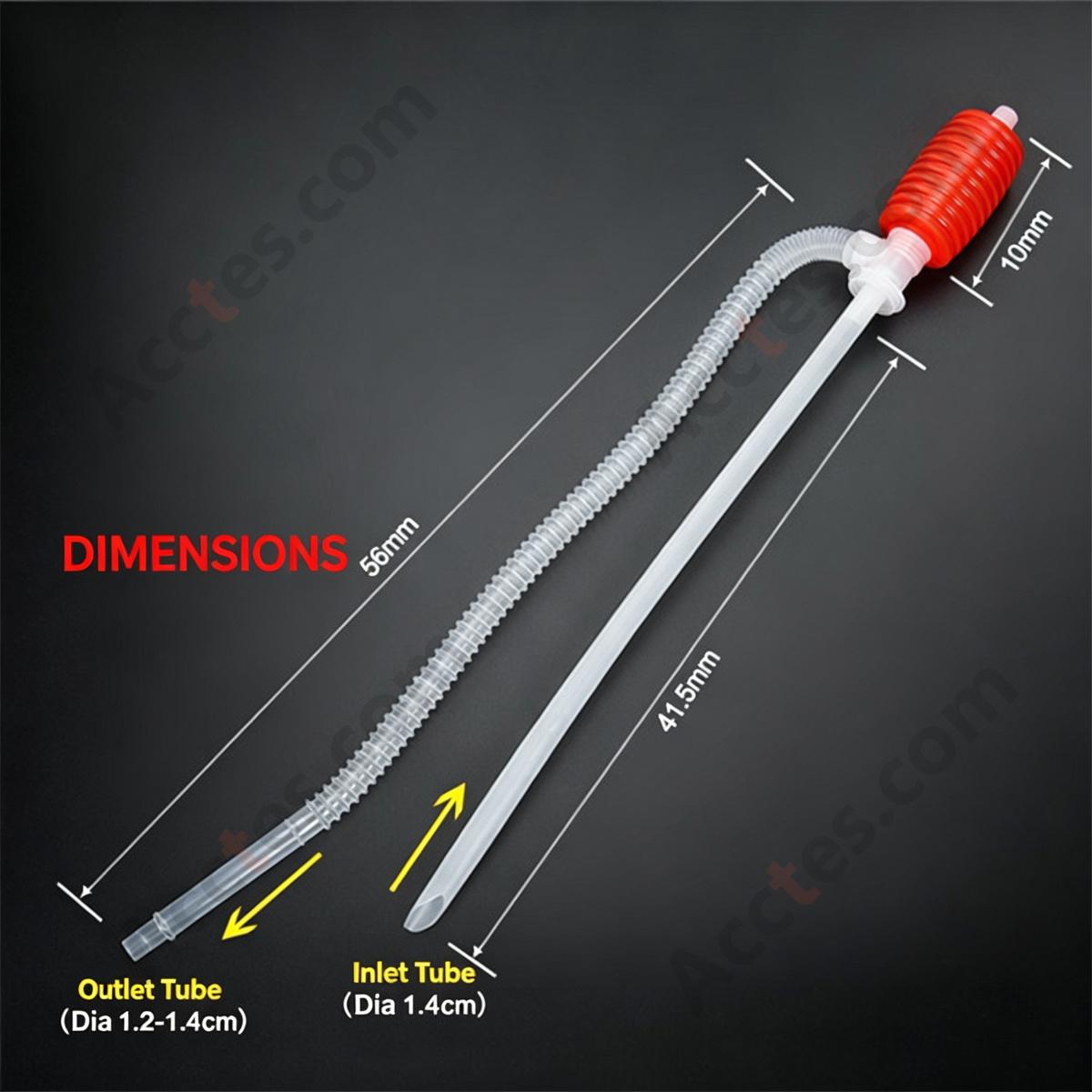 Manual Fuel Oil Siphon Pump Transfer Hose Red White For Gasoline Tank