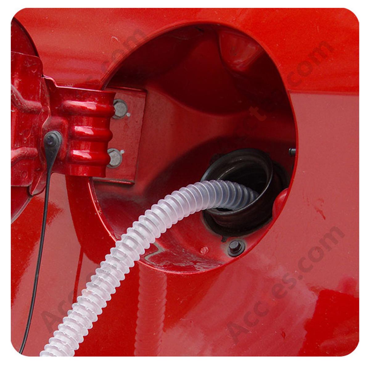 Manual Fuel Oil Siphon Pump Transfer Hose Red White For Gasoline Tank