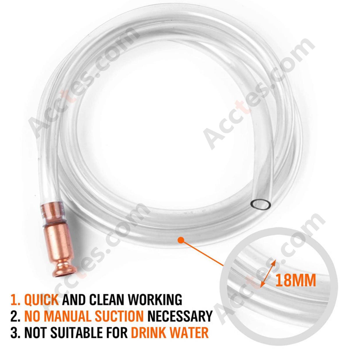 Self-Priming Fuel Water Transfer Hose 2M With Copper Head Clamp OPP Bag Pack