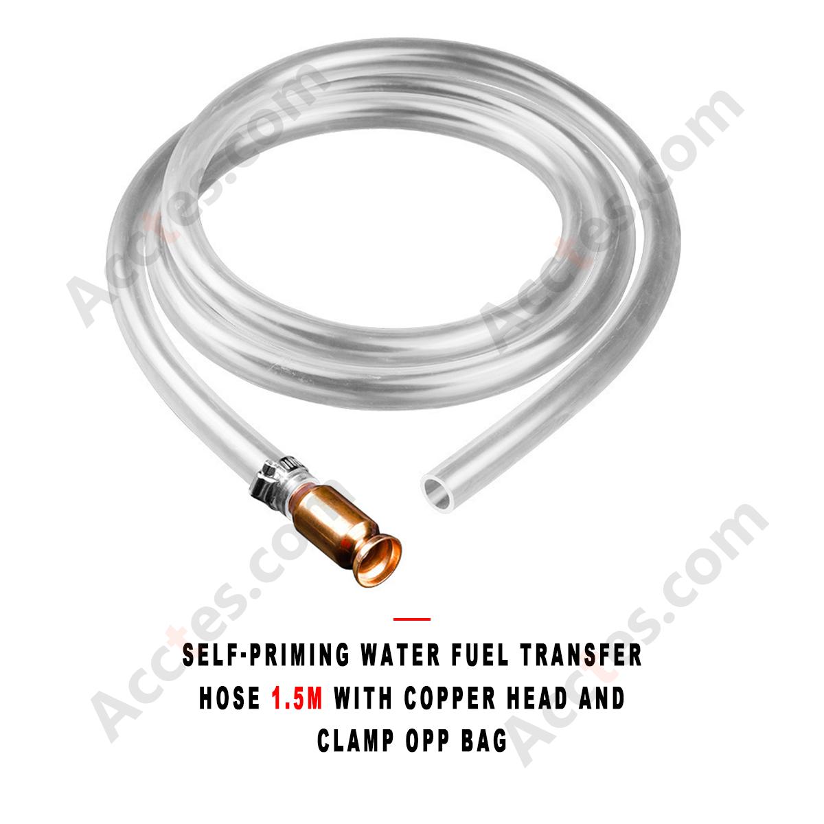 Self-Priming Fuel Water Transfer Hose 1.5M With Copper Head Clamp OPP Bag Pack