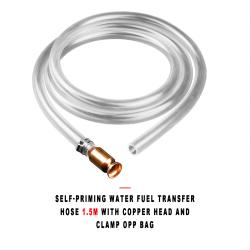 Self-Priming Fuel Water Transfer Hose 1.5M With Copper Head Clamp OPP Bag Pack