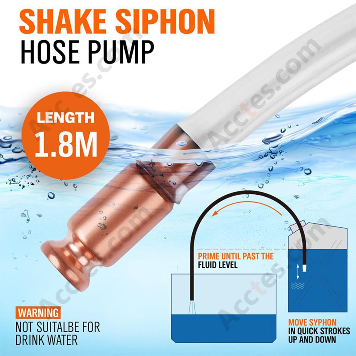 Self-Priming Fuel Water Transfer Hose 1.5M With Copper Head Clamp OPP Bag Pack