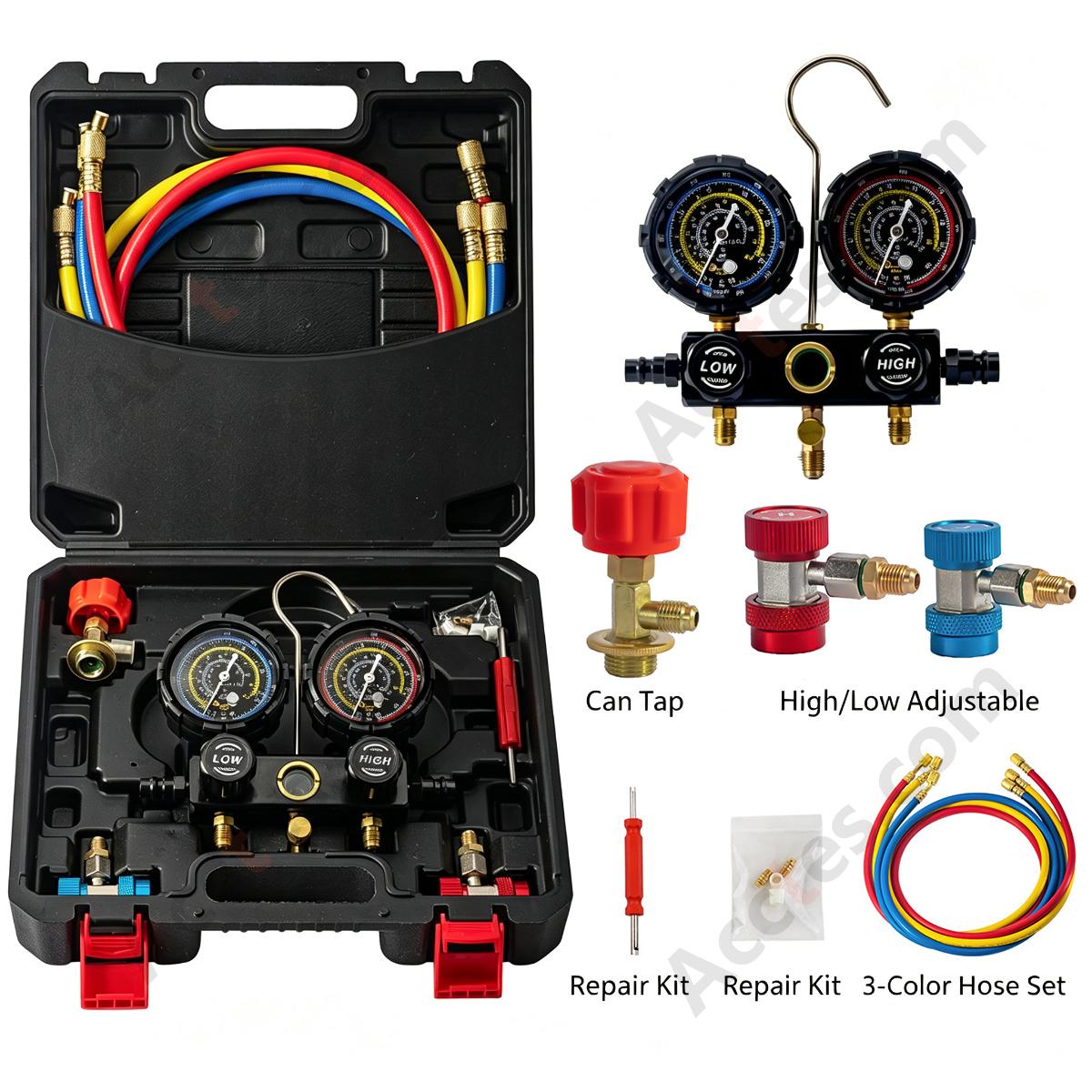 Automotive AC Refrigerant Manifold Gauge Set Dual Gauge Dry Type For R134a R410a