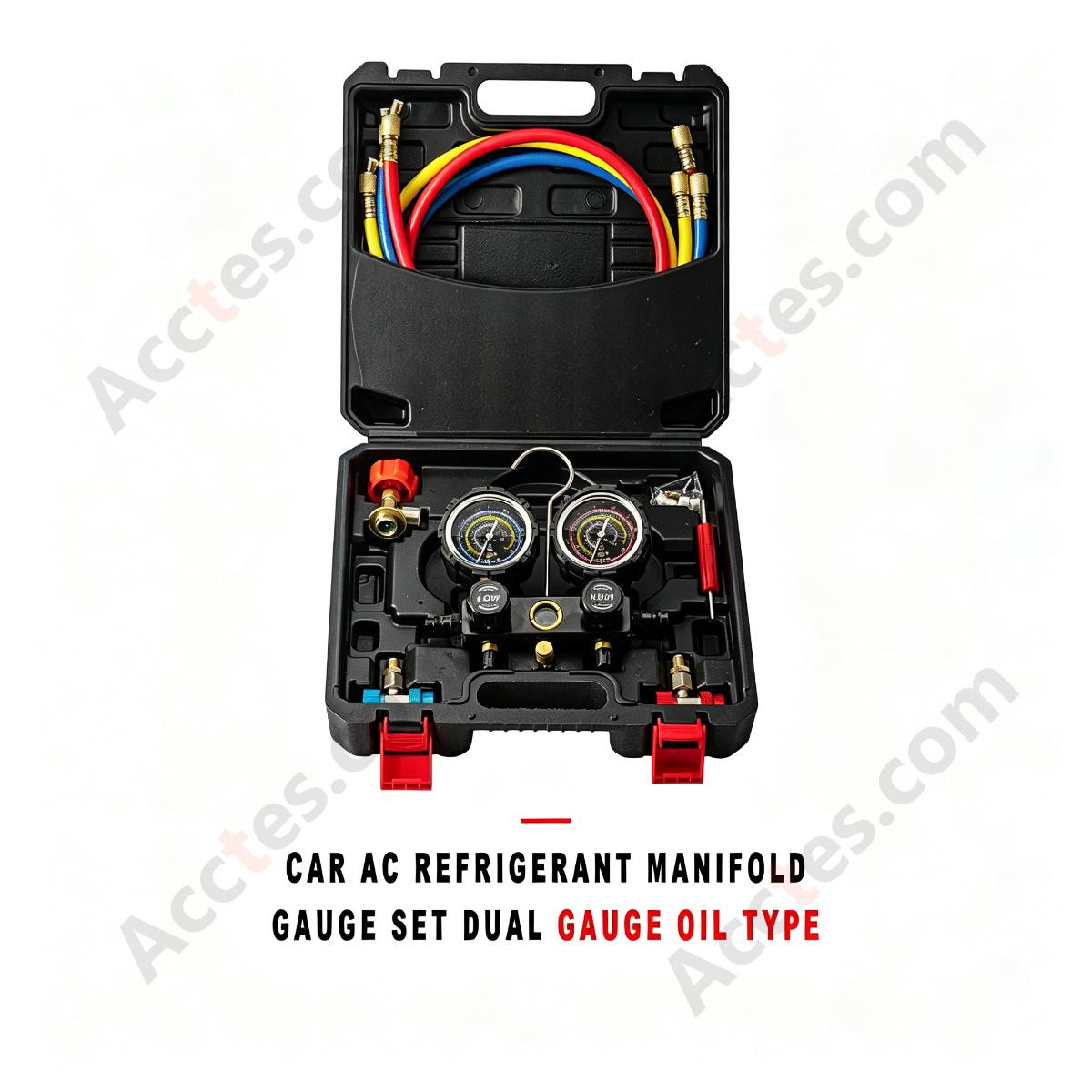 Automotive AC Refrigerant Manifold Gauge Set Dual Gauge Oil Type For R134a R410a