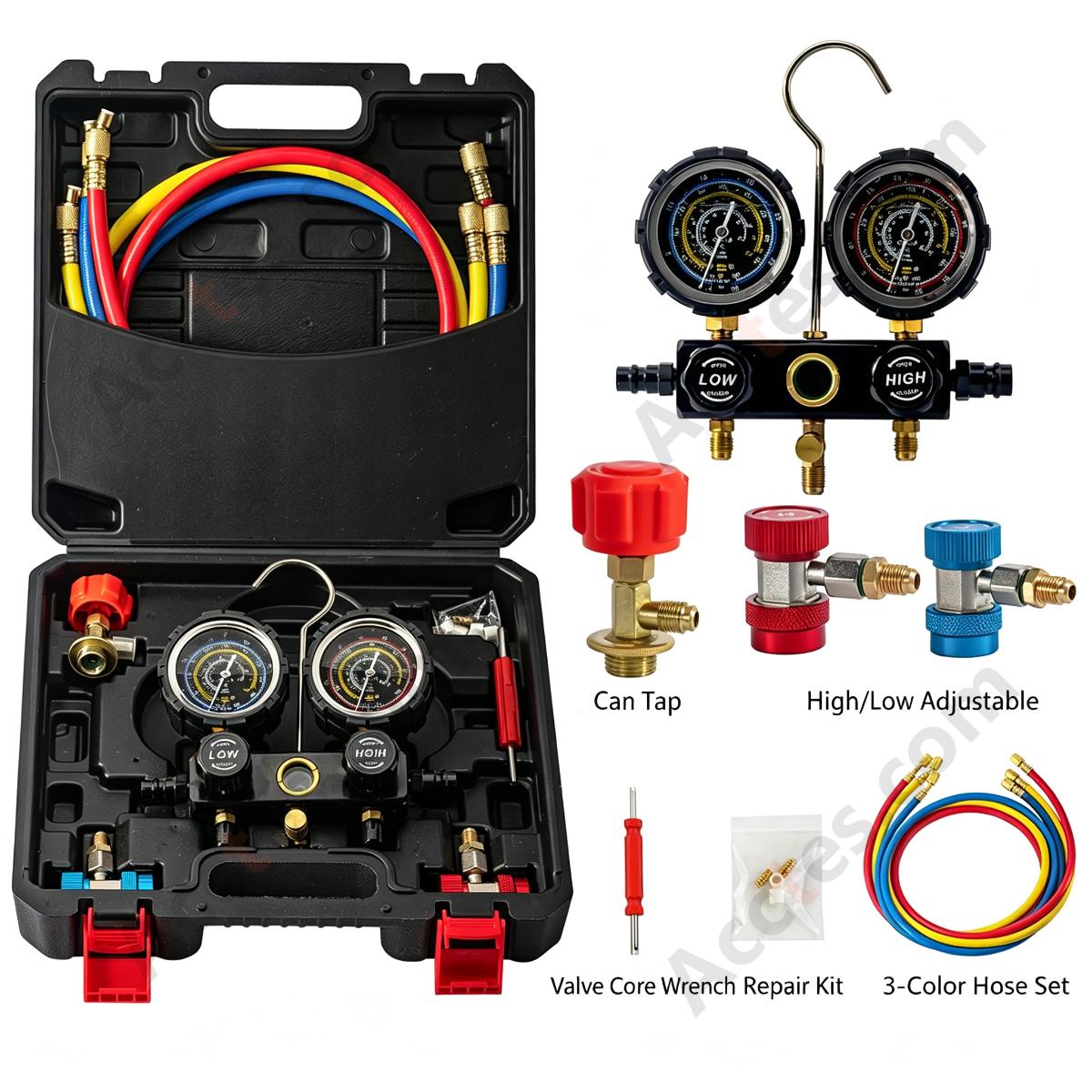 Automotive AC Refrigerant Manifold Gauge Set Dual Gauge Oil Type For R134a R410a