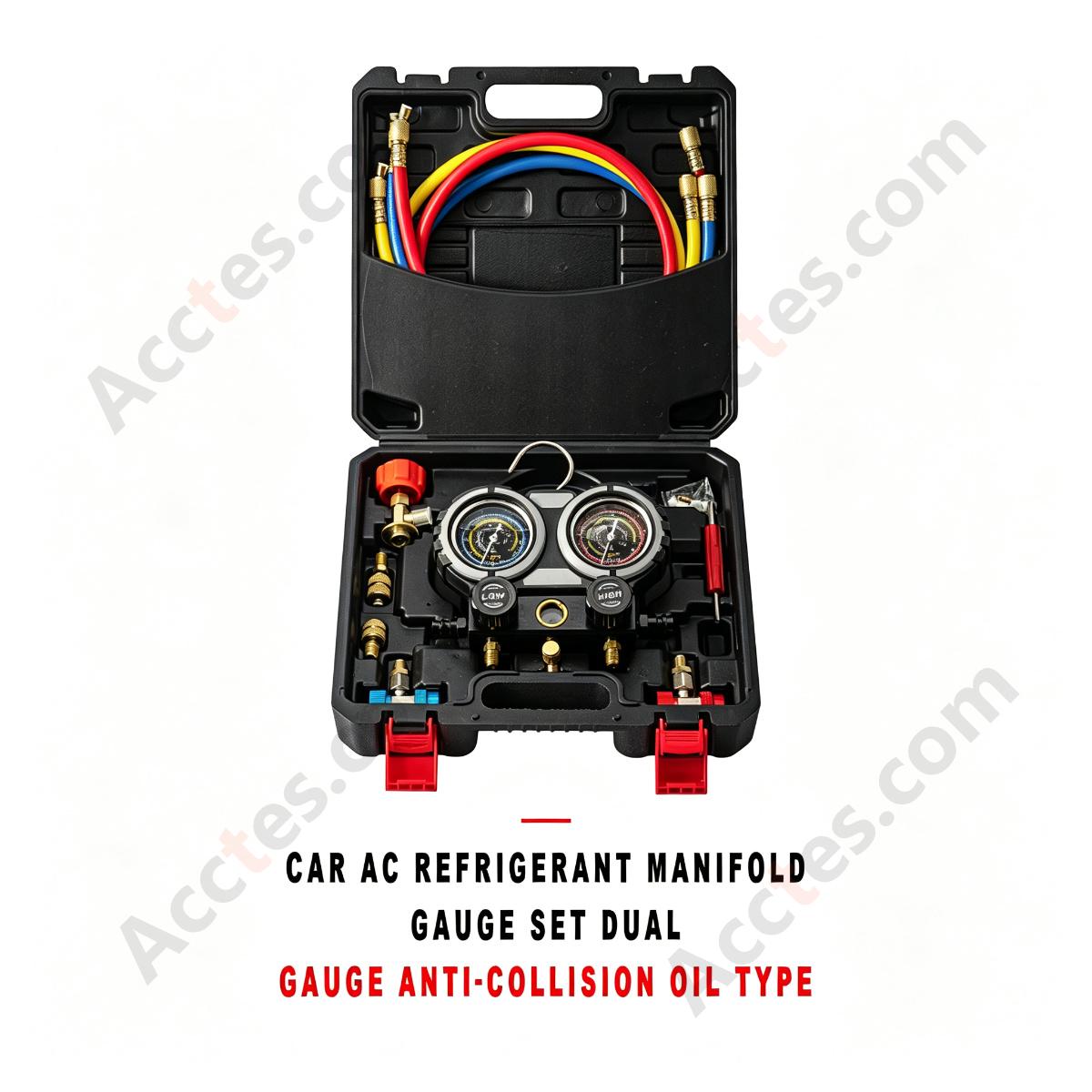 Automotive AC Refrigerant Manifold Gauge Set Dual Gauge Anti-Collision Oil Type