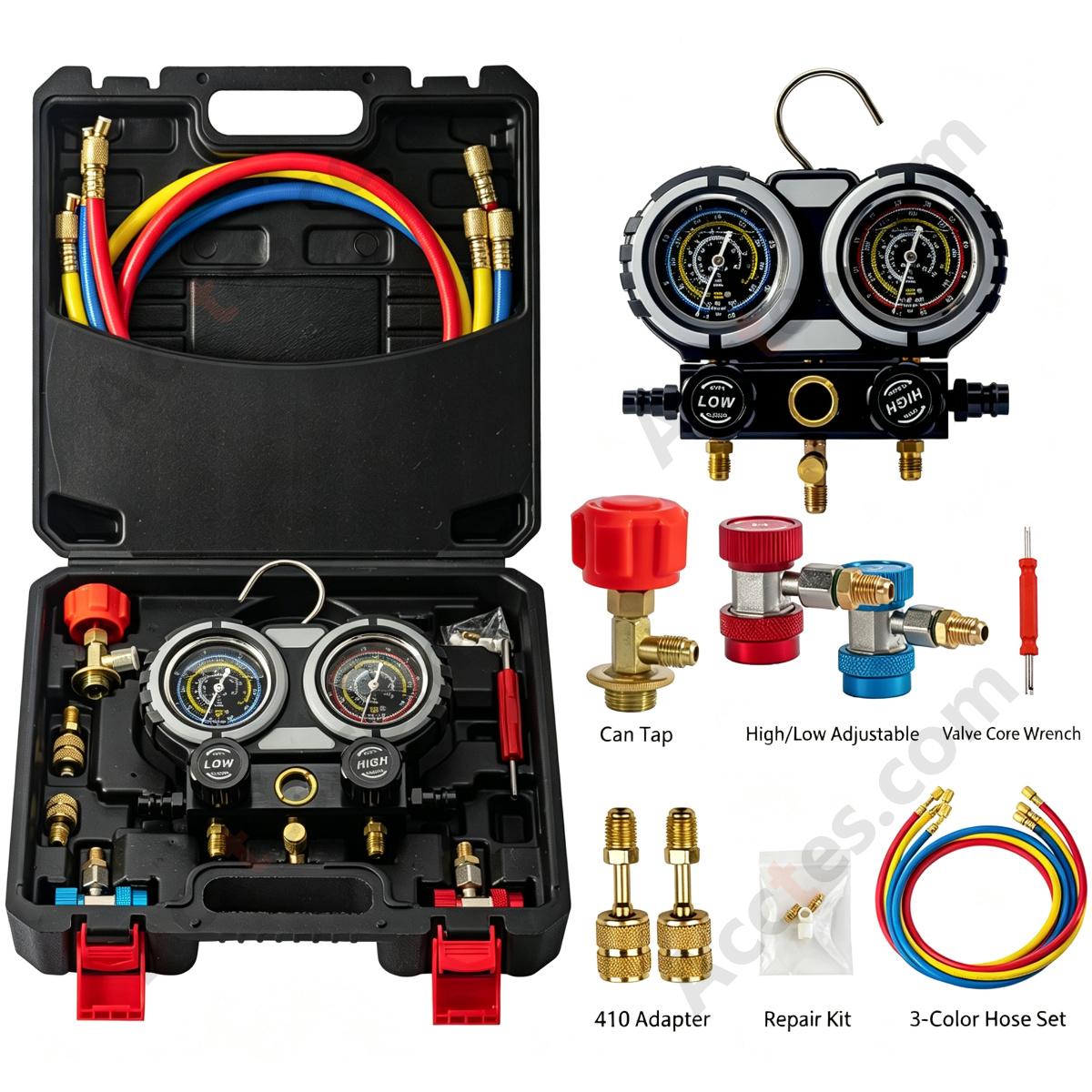 Automotive AC Refrigerant Manifold Gauge Set Dual Gauge Anti-Collision Oil Type