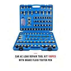 Automotive AC Leak Detection And Repair Tool Kit 108Pcs With Brake Fluid Tester