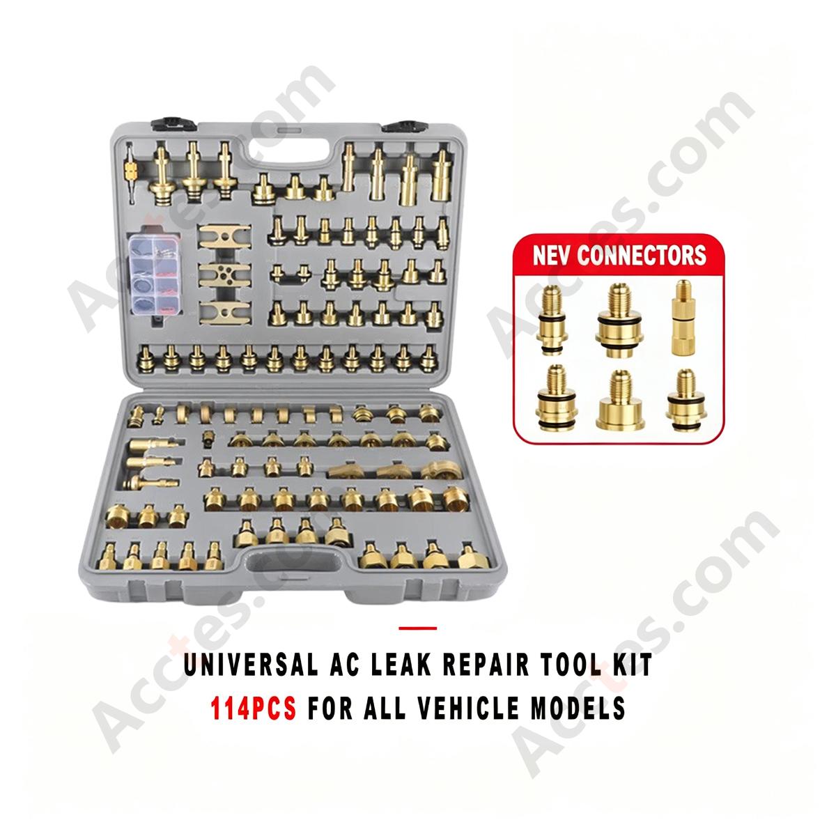 Universal Automotive AC Leak Detection And Repair Tool Kit 114Pcs All Models