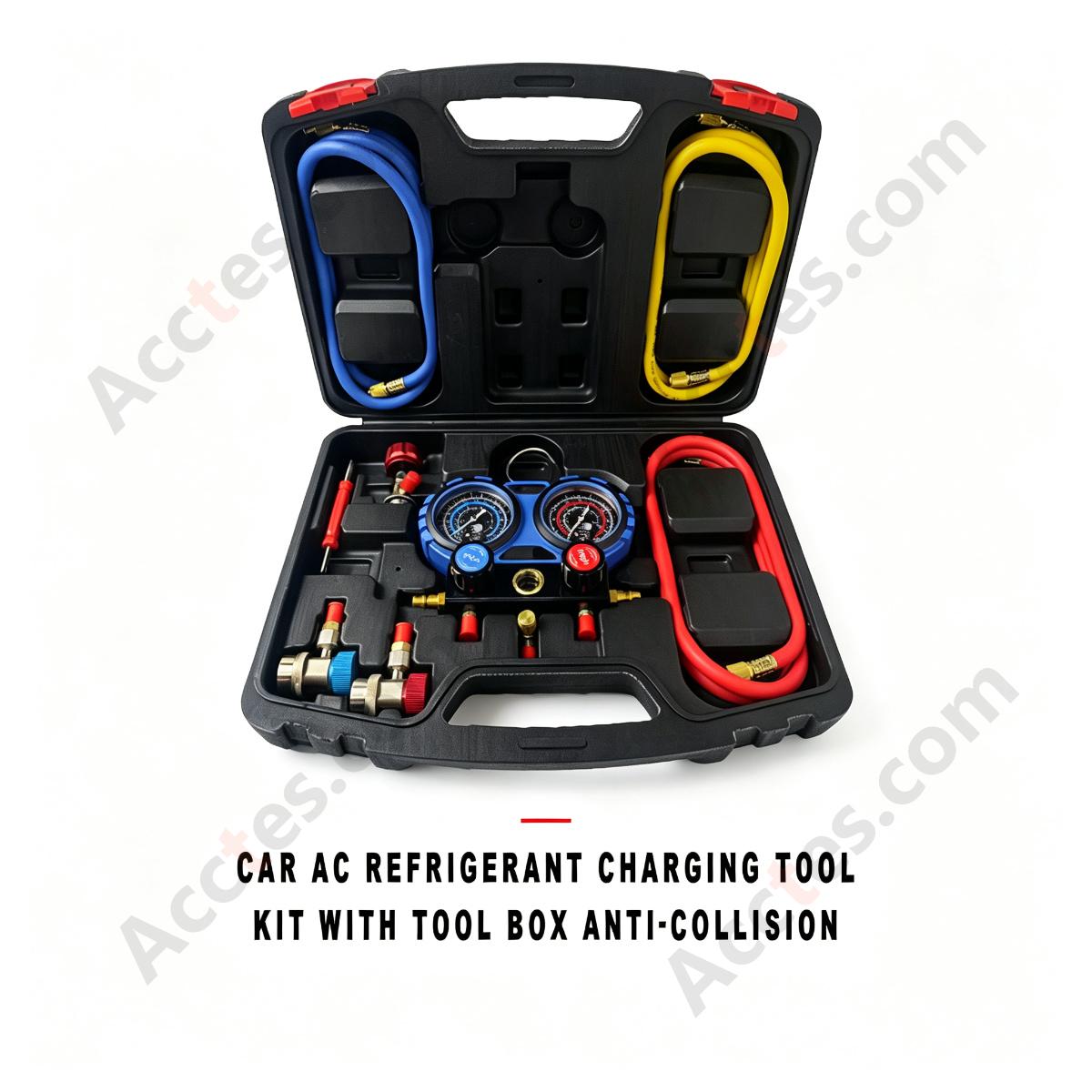 Automotive AC Refrigerant Charging Tool Kit With Anti-Collision Tool Box