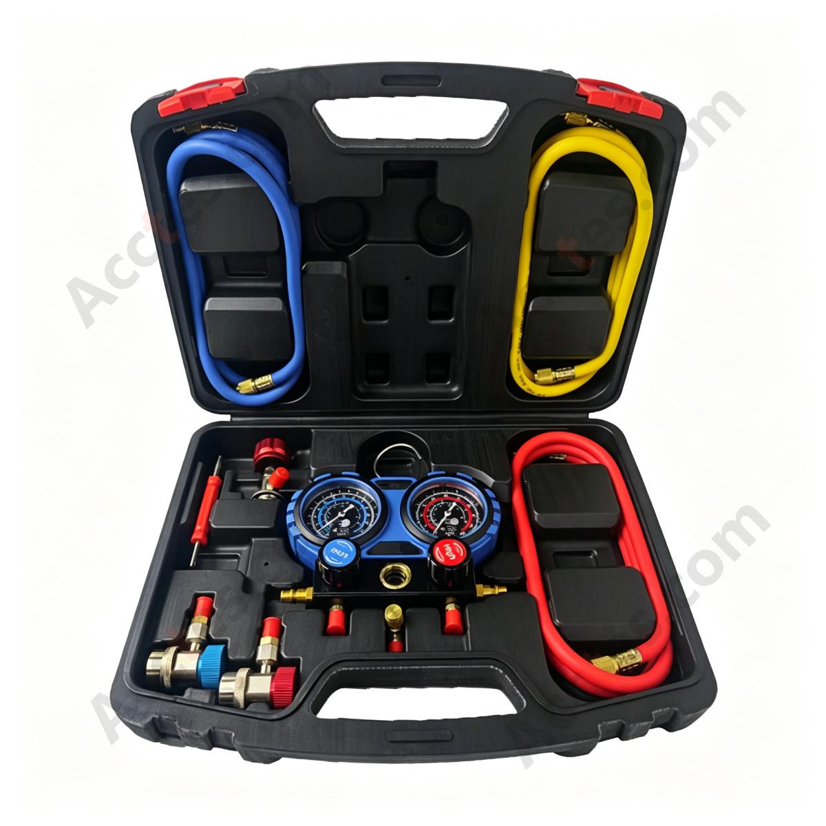 Automotive AC Refrigerant Charging Tool Kit With Anti-Collision Tool Box