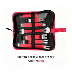 Automotive Trim Removal Tool Set Clip Plier 7 Pieces Red