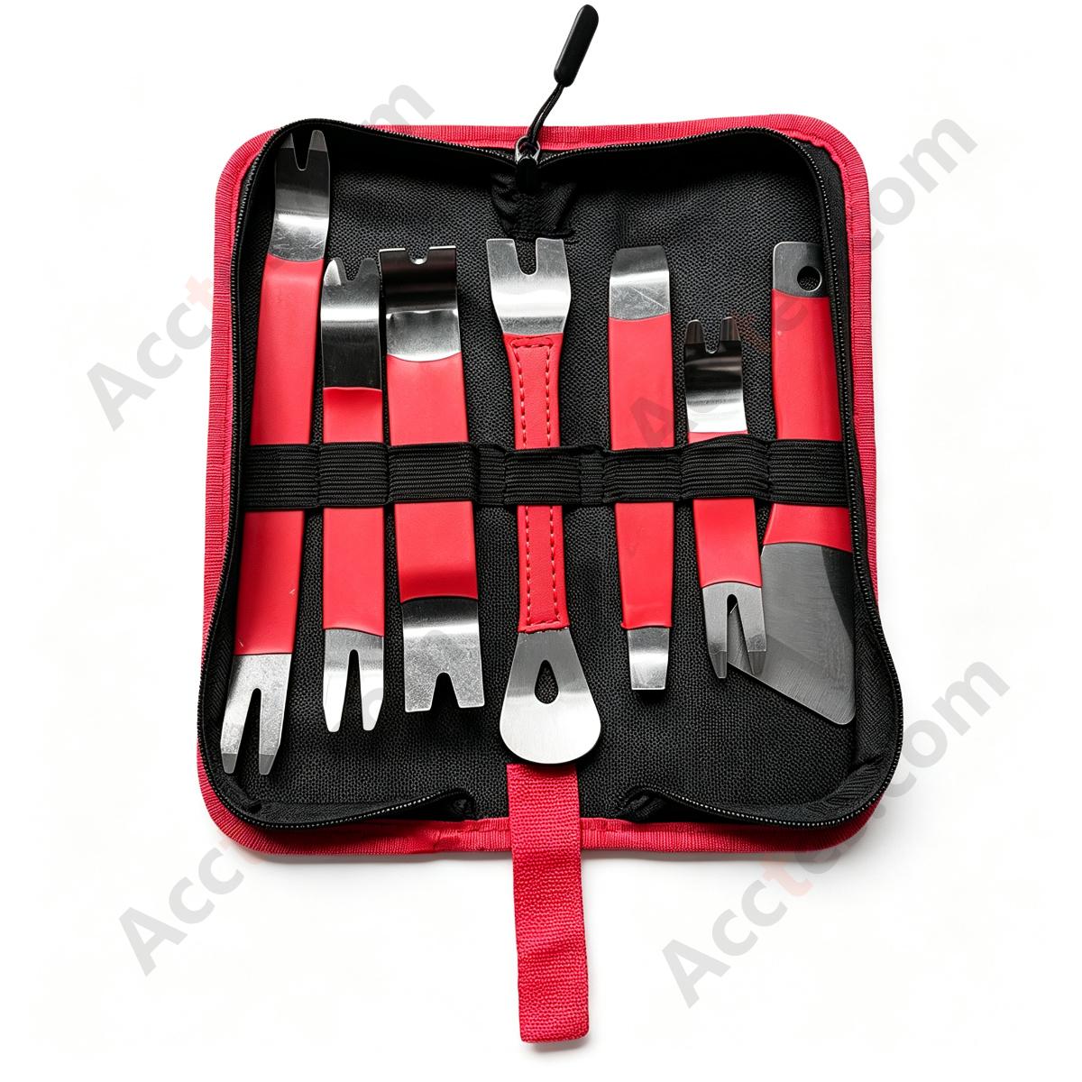 Automotive Trim Removal Tool Set Clip Plier 7 Pieces Red