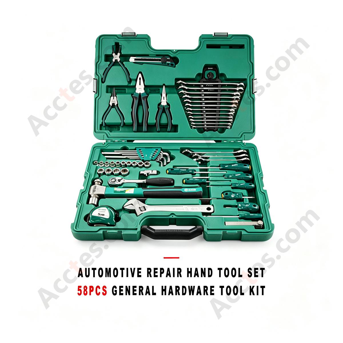 58 Pieces Automotive Repair Hand Tool Set General Hardware Tool Kit With Case