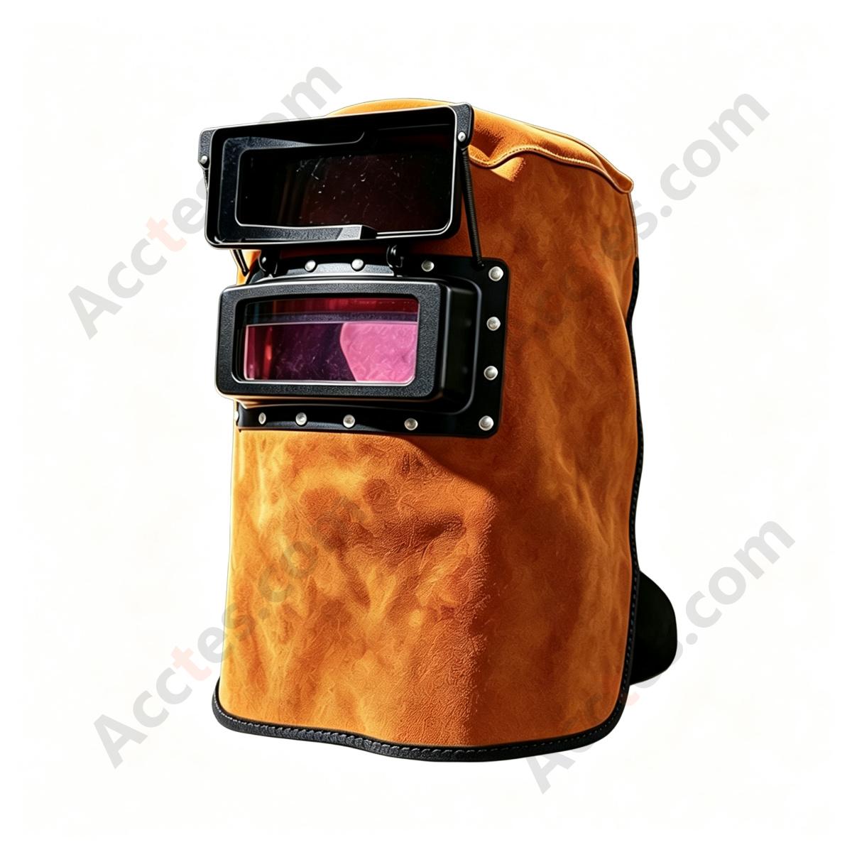 Split Cowhide Leather Welding Mask Heat Resistant Auto Darkening Flip Up Yellow Full Leather