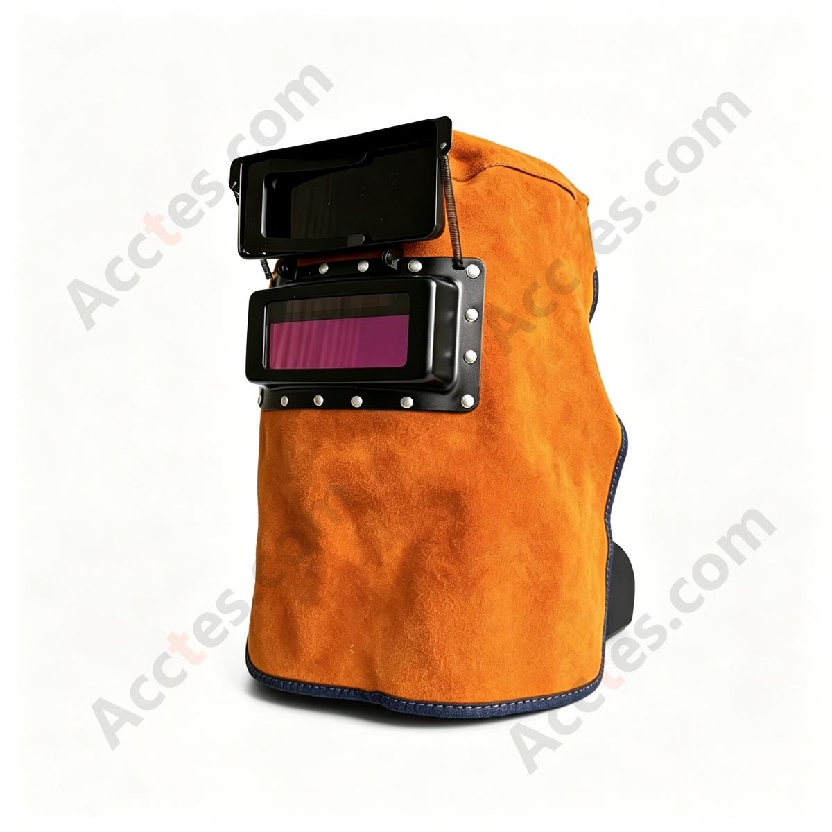 Split Cowhide Leather Welding Mask Heat Resistant Auto Darkening Flip Up Yellow Full Leather