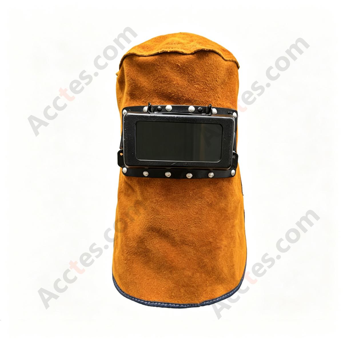 Split Cowhide Leather Welding Mask Heat Resistant Auto Darkening Flip Up Yellow Full Leather