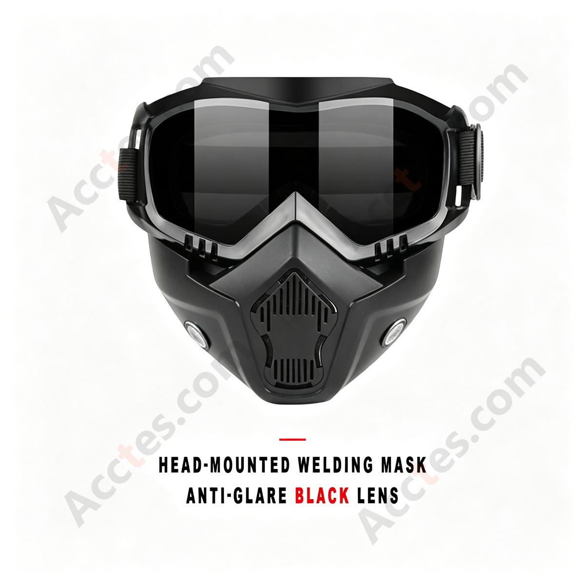 Head-Mounted Welding Face Shield Anti-Glare With Black Welding Lens