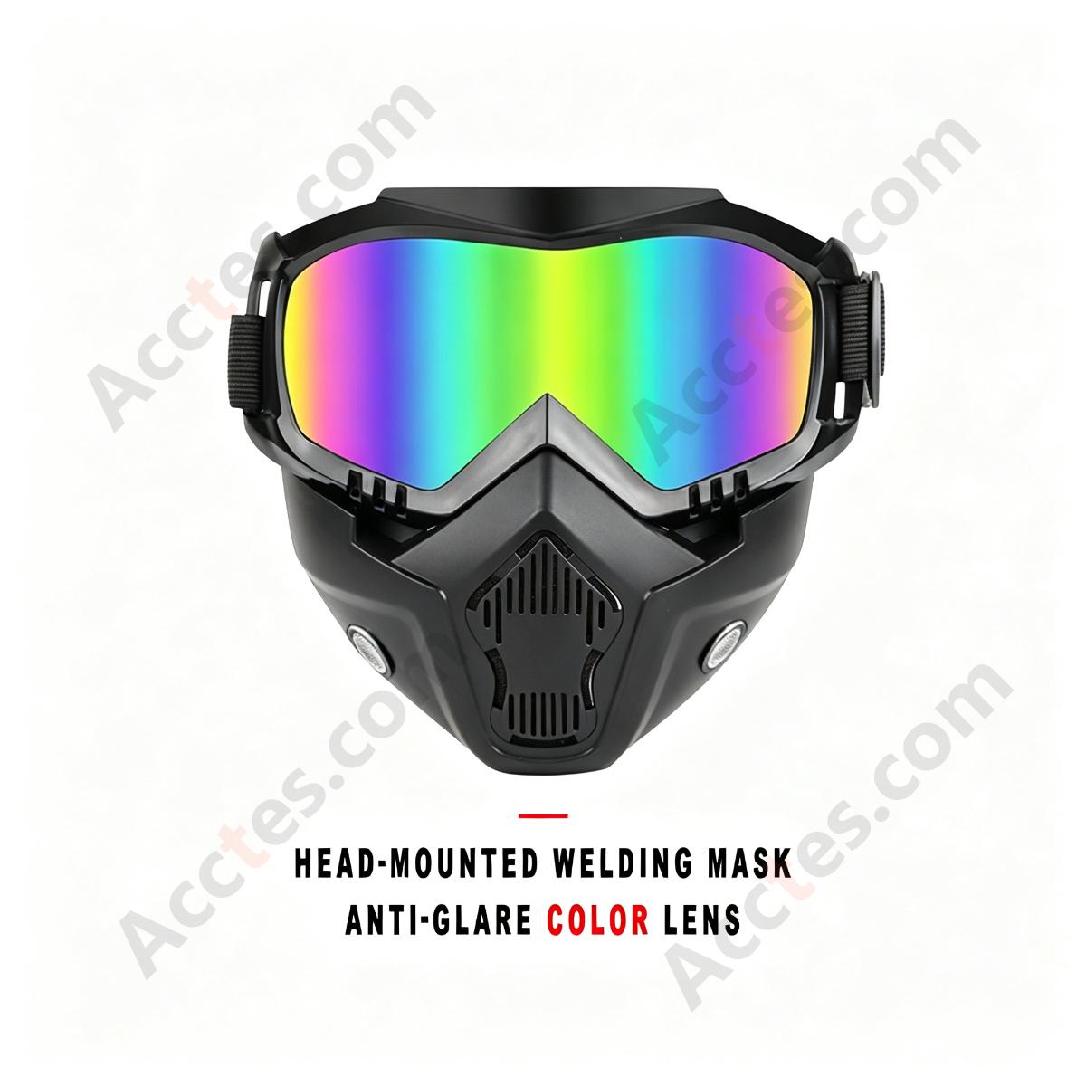 Head-Mounted Welding Face Shield Anti-Glare With Color Welding Lens