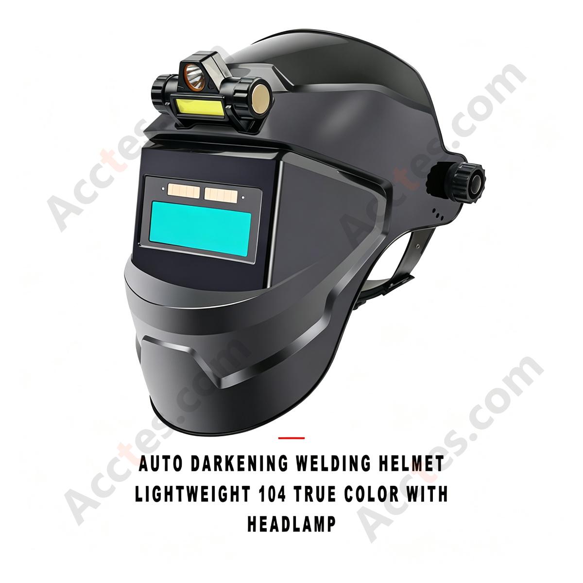Lightweight Auto Darkening Welding Helmet 104 True Color Lens With LED Headlamp Head-Mounted