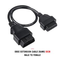 OBD2 Extension Cable 26AWG 50cm Male to Female for Diagnostic Scanner Code Reader