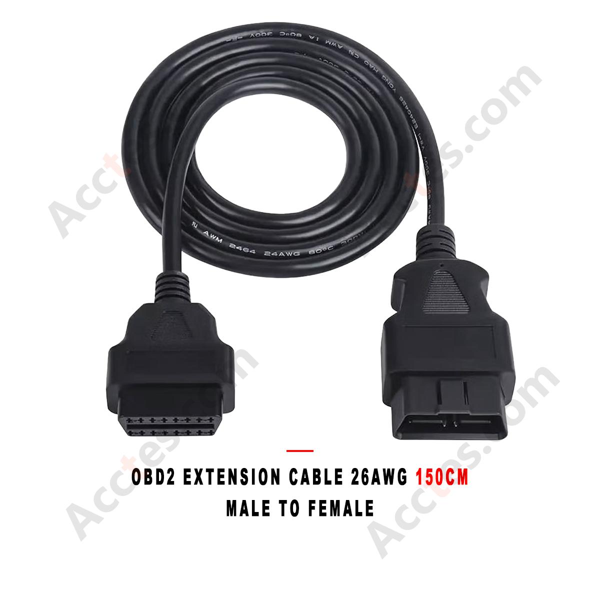 OBD2 Extension Cable 26AWG 1.5 Meter Male to Female for Diagnostic Scanner Code Reader