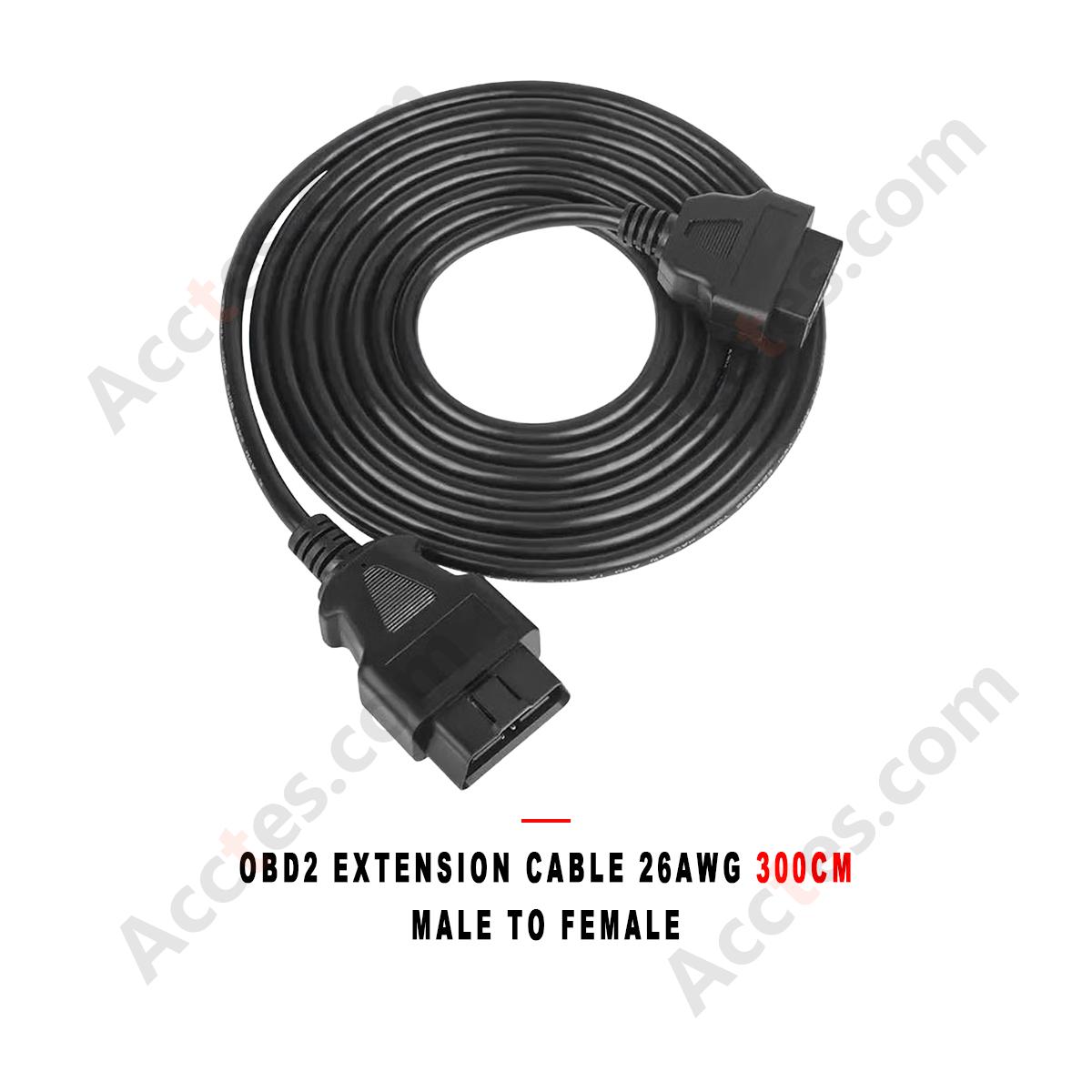 OBD2 Extension Cable 26AWG 3 Meter Male to Female for Diagnostic Scanner Code Reader