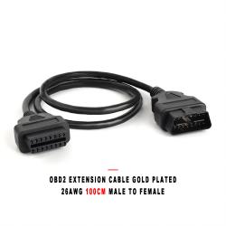 OBD2 Extension Cable Gold Plated Pins 26AWG 1 Meter Male to Female for Diagnostic Scanner