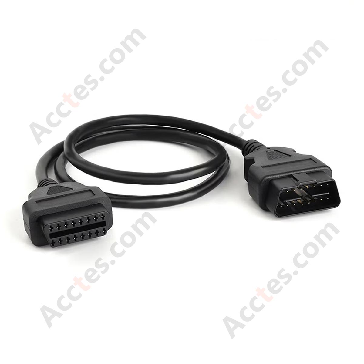 OBD2 Extension Cable Gold Plated Pins 26AWG 1 Meter Male to Female for Diagnostic Scanner