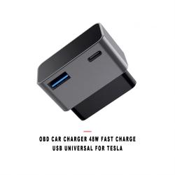 OBD Car Charger 48W Fast Charge USB Universal Hidden Design Compatible with Tesla