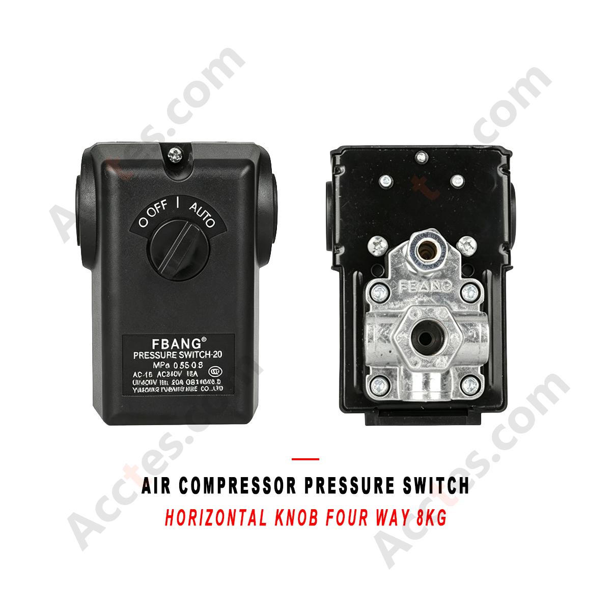 Universal Air Compressor Pressure Switch Horizontal Knob Four Way 8KG Pressure Control