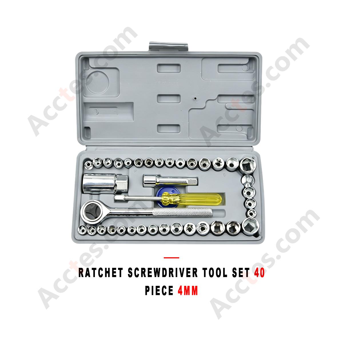 Auto Repair Ratchet Screwdriver Socket Wrench Tool Set 40 Piece