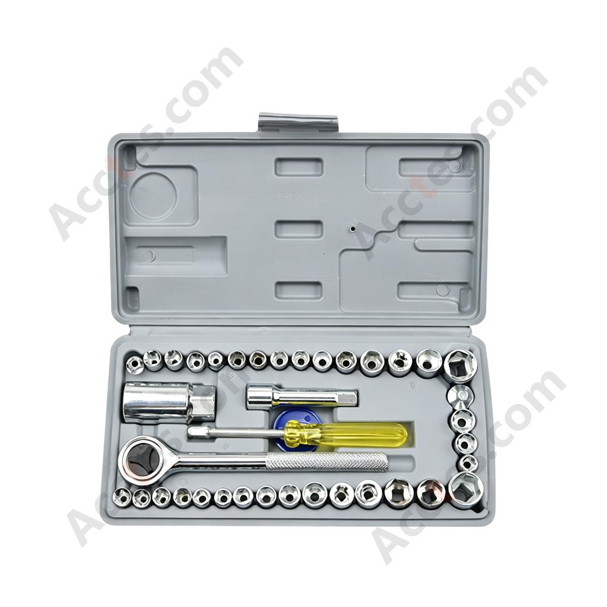 Auto Repair Ratchet Screwdriver Socket Wrench Tool Set 40 Piece