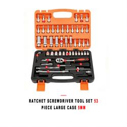 Auto Repair Ratchet Screwdriver Socket Wrench Tool Set 53 Piece Large Case