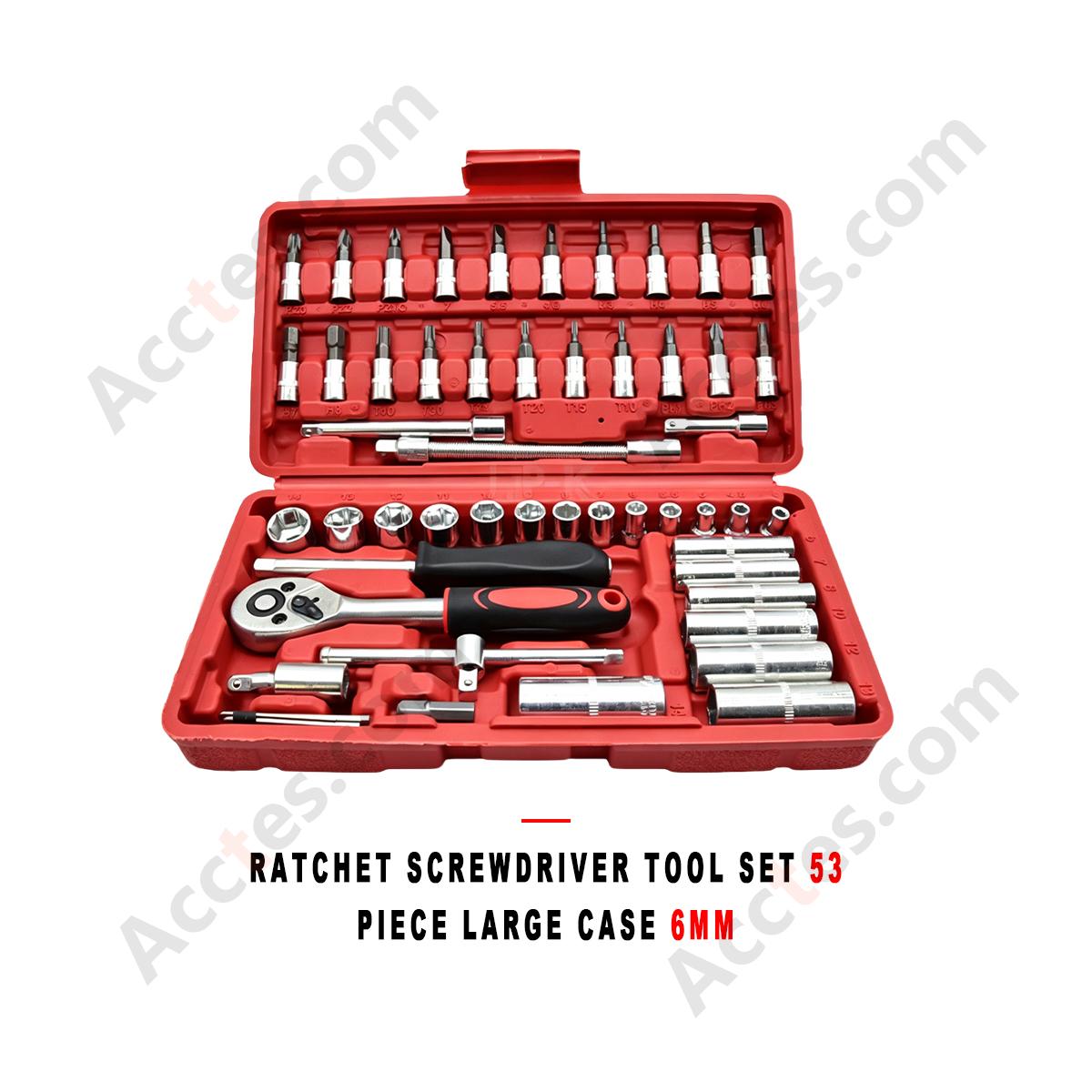 Auto Repair Ratchet Screwdriver Socket Wrench Tool Set 53 Piece Small Case