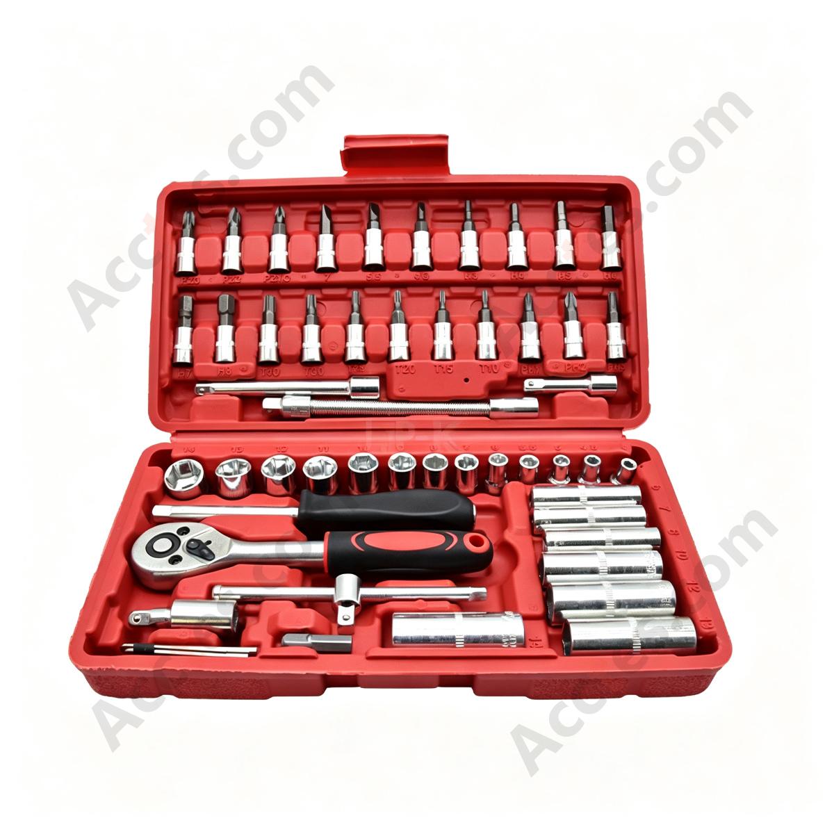Auto Repair Ratchet Screwdriver Socket Wrench Tool Set 53 Piece Small Case