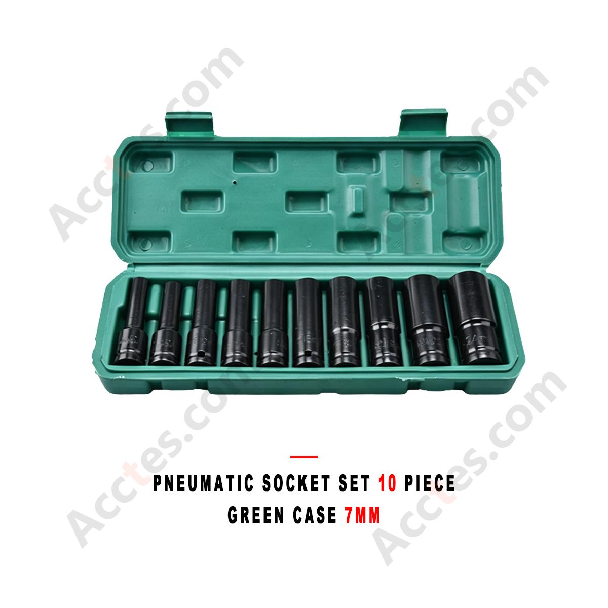 Auto Repair Pneumatic Impact Socket Wrench Set 10 Piece Green Case
