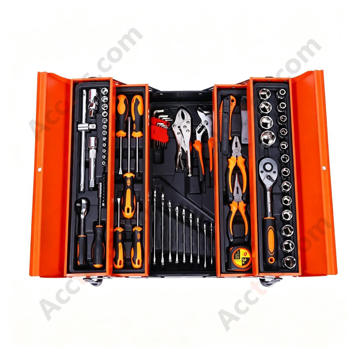 85 Piece Auto Repair Tool Set Thickened Socket Wrench Kit with Three Layer Toolbox