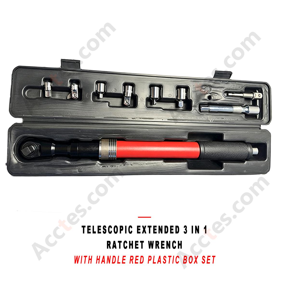 Telescopic Extended 3 in 1 Ratchet Wrench with Handle Dual Direction Auto Repair Tool Set