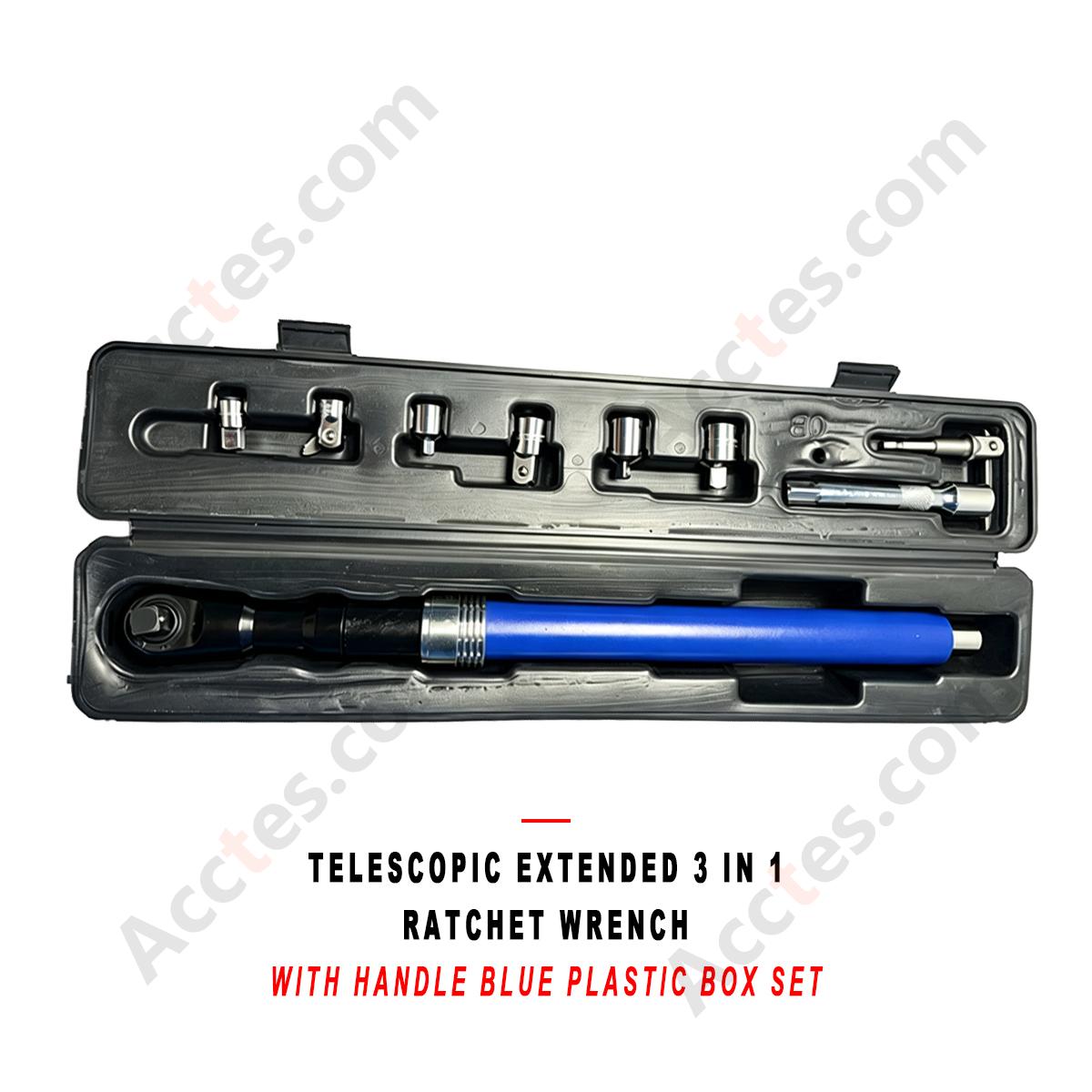 Telescopic Extended 3 in 1 Ratchet Wrench with Handle Dual Direction Auto Repair Tool Set