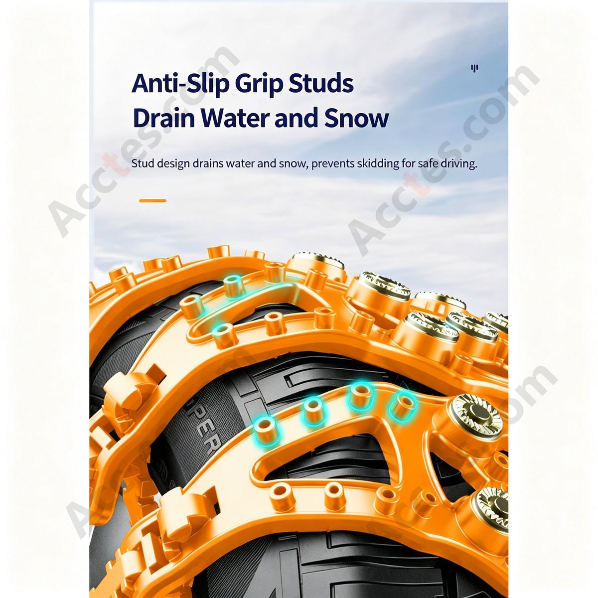 Yellow Universal Car Tire Snow Anti Skid Chain 1 Piece For Car Truck SUV