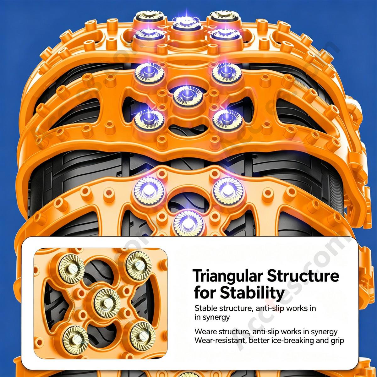 Yellow Universal Car Tire Snow Anti Skid Chain 2 Pieces For Car Truck SUV