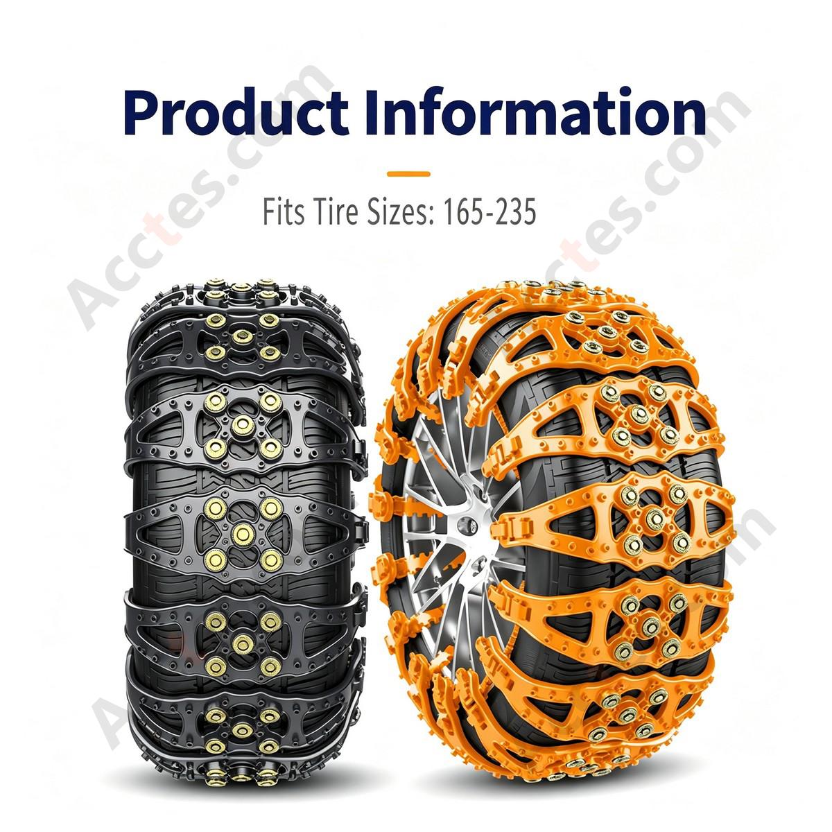 Yellow Universal Car Tire Snow Anti Skid Chain 2 Pieces For Car Truck SUV