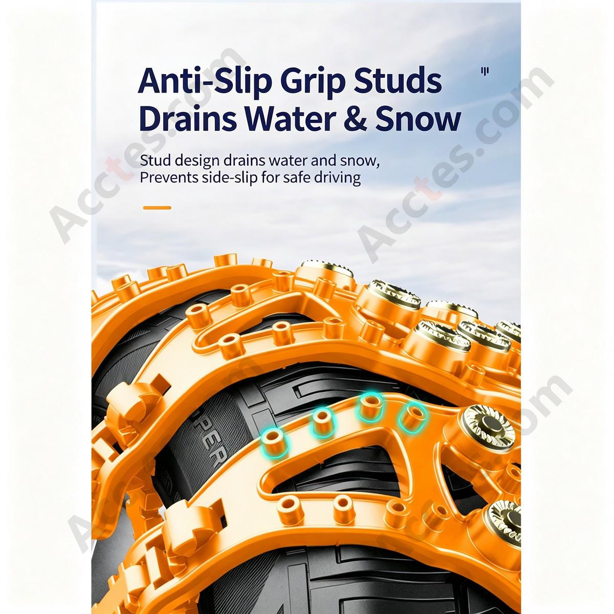 Yellow Universal Car Tire Snow Anti Skid Chain 2 Pieces For Car Truck SUV