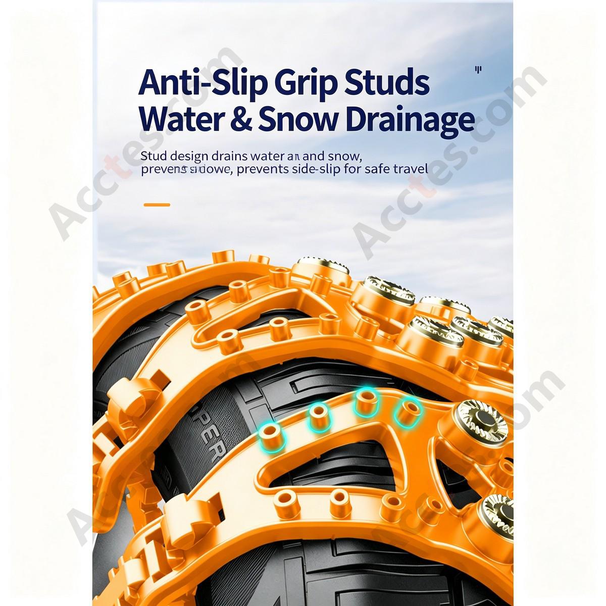 Yellow Universal Car Tire Snow Anti Skid Chain 4 Pieces For Car Truck SUV