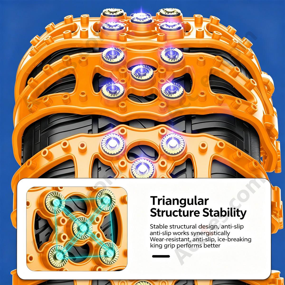 Yellow Universal Car Tire Snow Anti Skid Chain 4 Pieces For Car Truck SUV