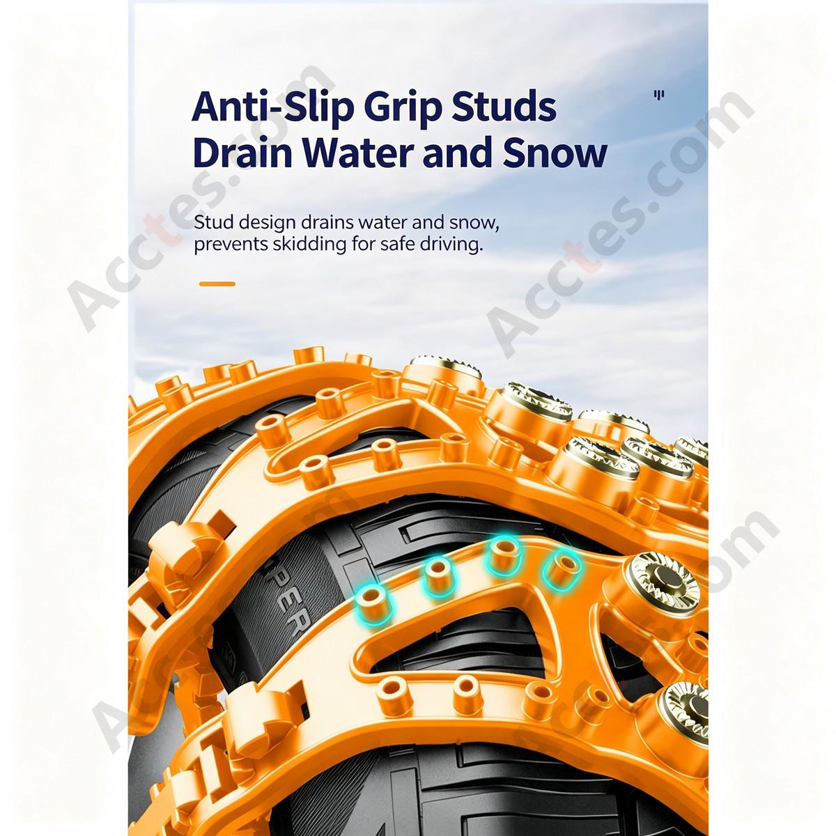 Yellow Universal Car Tire Snow Anti Skid Chain 6 Pieces For Car Truck SUV