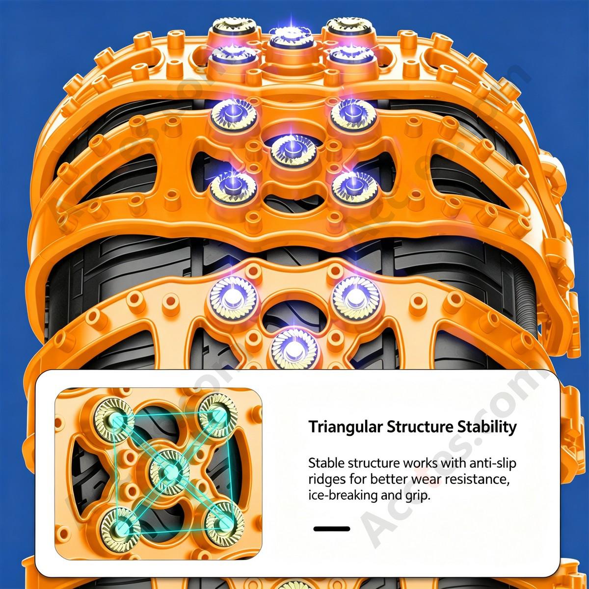 Yellow Universal Car Tire Snow Anti Skid Chain 6 Pieces For Car Truck SUV