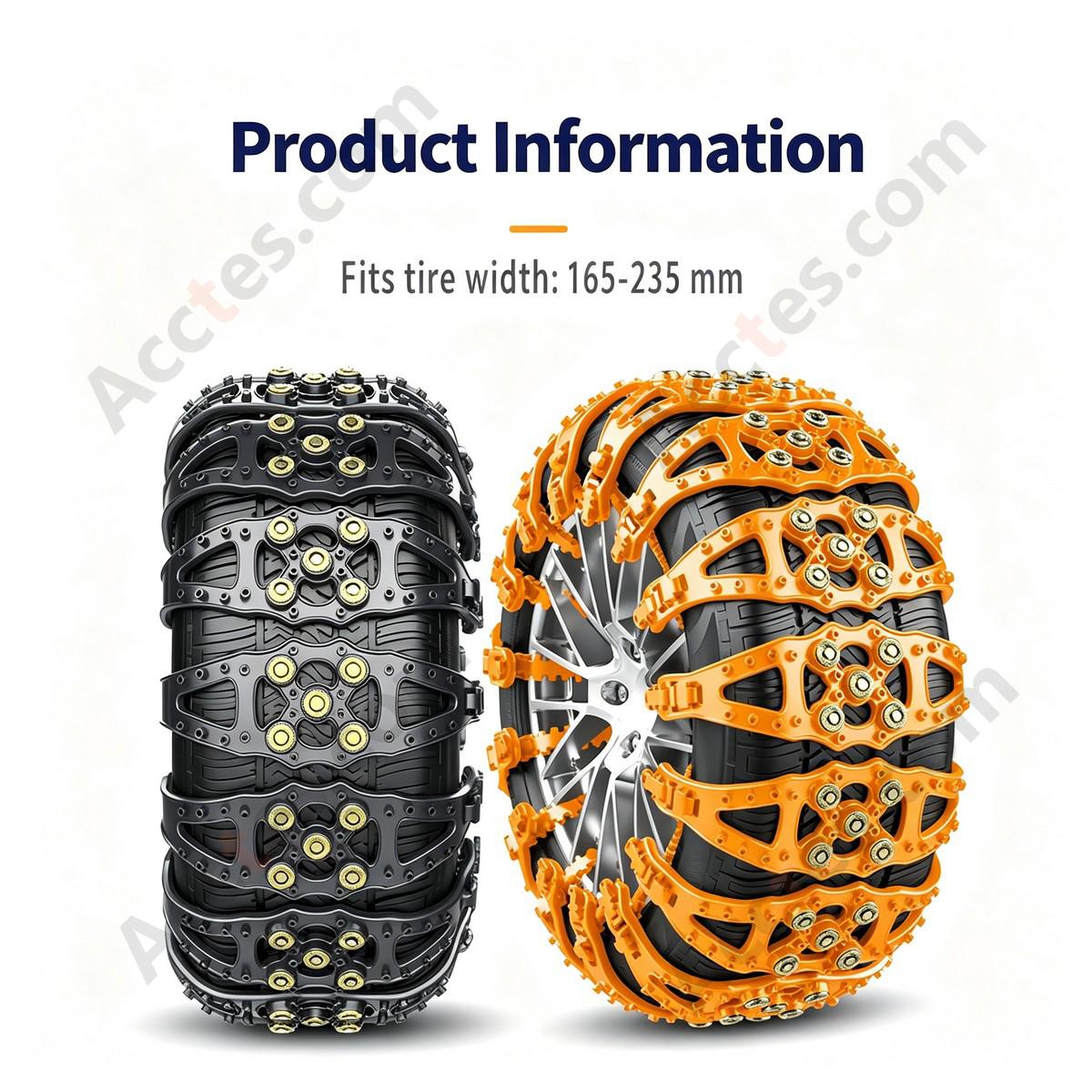 Yellow Universal Car Tire Snow Anti Skid Chain 6 Pieces For Car Truck SUV